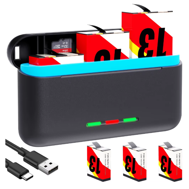 Boîte de rangement pour 3 batteries et chargeur