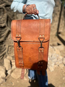 Handmade Real <b>Leather</b> Backpack Vintage Brown <b>Leather</b> <b>Rucksack</b> <b>Laptop</b> Bags Unisex - Product Image 3