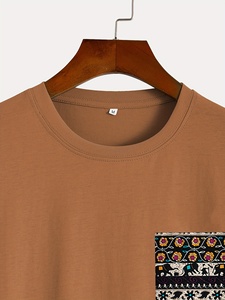 Beige 100% Cotton <b>Pocket</b> T-<b>Shirt</b> for <b>Men</b> Custom Printed Chest <b>Pocket</b> OEM Casual Summer Soft Fabric Breathable Regular Fit - Product Image 3