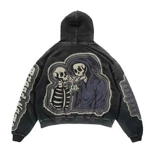 Sweat à capuche en polaire personnalisé en détresse surdimensionné Boxy Fit hiver hommes évacuation de l'humidité respirant écologique Street Wear 2025 - Product Image 2