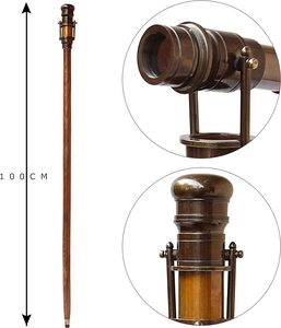 Bastón de caminar telescópico de madera para coleccionistas, con mango de latón estilo marino, bastón rústico. - Product Image 4