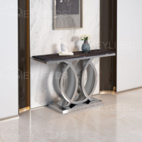 Table console avec plateau en marbre, fournisseur en gros, base métallique, mobilier de couloir pour les acheteurs de projets
