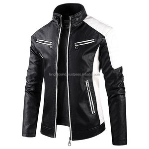 Veste de motard en cuir véritable de haute qualité pour l'hiver, style café racer, manches longues, respirante, logo avant vintage - Product Image 2