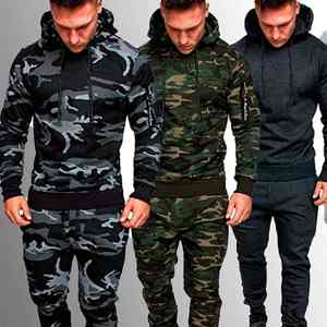 Sweat à capuche et pantalon de sport camouflage pour hommes, sweats de jogging décontractés pour les sports de plein air pour les PCS-R-44 d'hiver - Product Image 6
