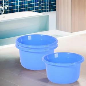 Bac à eau en polypropylène bleu uni 15L, seau de rangement domestique en plastique, bac en PP fabriqué en Inde, vente en gros en vrac - Product Image 1