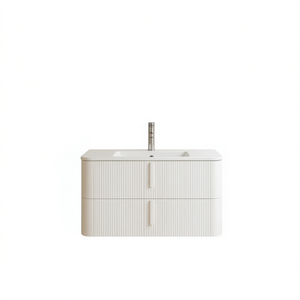 Mueble de Baño Suspendido en Pared Blanco de 80cm con Frente Acanalado Estilo Habana - Product Image 3
