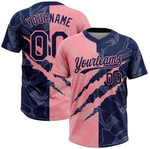 Maillot de softball de haute qualité 100% polyester à deux boutons, col rond, respirant, avec nom d'équipe personnalisé, prêt pour le jeu - Product Image 2
