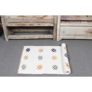 Tapis Kilim vintage 1,8 x 3,3 pieds, tapis turc, tapis en laine blanc patchwork - Product Image 5