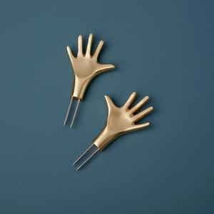 Ensemble de fourchettes à maïs de luxe en forme d'oreille, finition dorée, avec broches robustes en acier inoxydable, design unique et original, élégant - Product Image 6