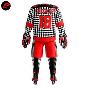 Maillot et pantalon de hockey sur glace respirants 100 % polyester de haute qualité 2023 avec impression par transfert thermique, couleur et nom d'équipe personnalisés - Product Image 5