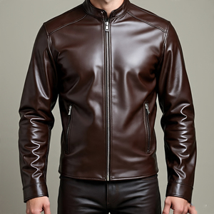 Men's Outerwear Custom Handmade Full Zipper Genuine Leather <b>Shirts</b> | Men Wholesale Fashion Full <b>Zip</b> Sheep Skin Leather <b>Shirt</b> - Product Image 4