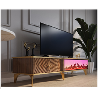 Table basse électrique en bois DOSIN avec cheminée intégrée, connexion Bluetooth, design moderne et luxueux pour salons et salles à manger, style panneau