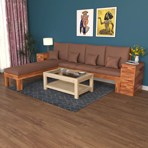 Juego de sofás de madera Kusum Art de madera maciza con tamaño de tela y tela personalizados para decorar su hogar y hotel - Product Image 2