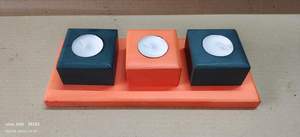 <b>Set</b> of 3 Wooden Tealight Candle Holders Handcrafted Rustic Candle Stands for Tabletop, Home, and Event Decor - Product Image 2