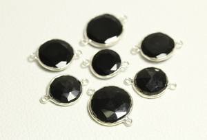 Plata de Ley 925 de 8mm, cabujón de corte de rosa de ónix negro Natural, ajuste de bisel redondo, conectores de abalorios, fabricación de collares, joyería - Product Image 6