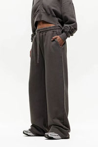 Venta al por mayor de alta calidad OEM último diseño 100% algodón GSM 380 con capucha Casual sólido para mujer chándal lavado Crop Top acampanado - Product Image 6