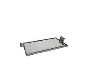 <b>Rectangular</b> Metal Serving <b>Tray</b> Marbled Glass Plate Raised Handle Dish Hotel Cafe B2B Custom Manufacturing - Product Image 1