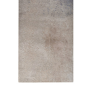 Tapis Aprezo bleu noué à la main en laine et soie de bambou, 10 mm, rectangulaire, pour couloir, motif patchwork abstrait, fait main pour sol domestique - Product Image 4