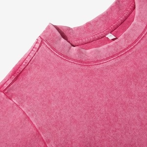 100% coton lavé haut court pour femmes ample col rond manches courtes t-shirts été décontracté Y2K rue Style Vintage - Product Image 4