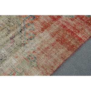 3.1x8.8 ft <b>Runner</b> Turkish Vintage Rug, <b>Red</b> Striped Wool Rug - Product Image 4
