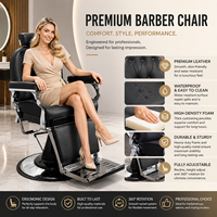 Fauteuil de Barbier Hydraulique Professionnel en Cuir PU Noir Inclinable avec Repose-Pieds pour Salon de Coiffure et Coupe de Cheveux