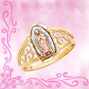 Bague de luxe plaquée trois tons pour femmes et hommes élégante classique à la mode vierge mère marie plaquée rhodium mode et fantaisie - Product Image 5