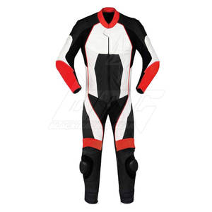 Équipement de course NOIR Meilleure qualité Respirant Véritable cuir Combinaison de moto à manches longues pour homme Vêtement de course automobile d'hiver - Product Image 2