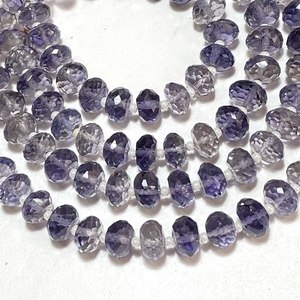 Perles en forme de rondelle à facettes en iolite naturelle 7-7.5mm perles de pierres précieuses bleues en gros pour la fabrication de bijoux - Product Image 5