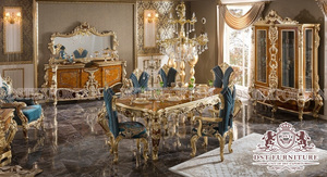 Juego de Muebles de Comedor de Estilo Barroco Francés, Lujoso Juego de Mesa de Comedor Tallada a Mano, Muebles de Comedor Reales Tallados a Mano - Product Image 2