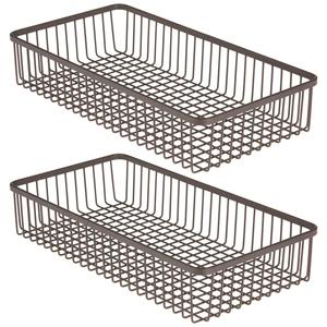 Panier de rangement de cuisine en métal de haute qualité en forme de rectangle avec revêtement en poudre noire organisateur attrayant à vendre - Product Image 1