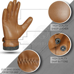 Gants en cuir imperméables Gants en cuir légers à doigts complets Gants en cuir pour hommes à la mode - Product Image 2