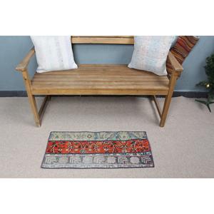 Vintage Small Rug, 1.3x2.9 ft Turkish Rug, <b>Red</b> <b>Wool</b> Rug - Product Image 2
