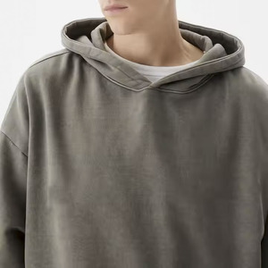 Sudadera con capucha lavada con ácido de gran tamaño para hombre, de alto peso jersey en blanco de algodón, ropa de calle con estampado Vintage, sudadera con capucha para hombre - Product Image 5