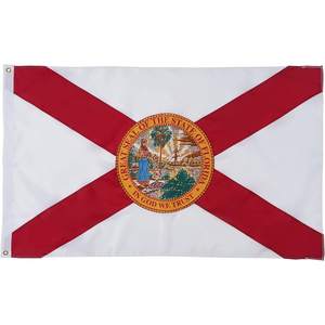 Florida Boat <b>Flag</b> 12x18 Inch Made in USA, Embroidery State of Floride FL <b>Flags</b> with 2 Brass Grommets, Heavy Duty Nylon Outdoor - Product Image 1