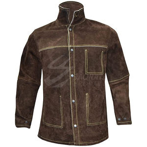 2025 nouveauté sur mesure de haute qualité soudage veste d'hiver Top vente fendu cuir de vache col montant avant Logo Position - Product Image 2