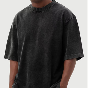 Camiseta Negra Lisa de Algodón Clásica de Talla Grande para Hombre, Fabricantes Personalizados de Camisetas, Atuendo de Moda de Verano, Tejido Grueso - Product Image 1