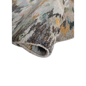 Tapis noué à la main en laine, bambou et soie, motif abstrait Manchaha, gris et noir, 10 mm, pour salon, couloir, rectangle, Les-1212 - Product Image 2