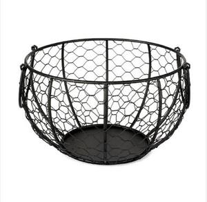 Nueva cesta de frutas de aspecto Premium, Metal negro con asa de forma redonda para cocina, hogar, mesa de comedor, cesta de frutas para llevar frutas - Product Image 1