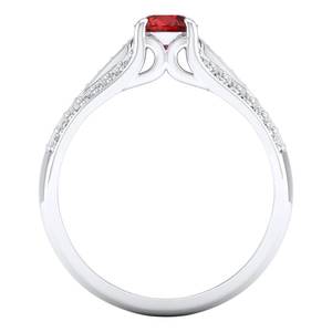 แหวนหมั้น REYES Dainty เงินแท้ 925 ประดับเพชรโมอิสซาไนต์ VVS คุณภาพสูง ทรงกลมเจียระไนแบบบริลเลียนท์ 0.5 กะรัต พร้อมพลอยโกเมน - Product Image 4