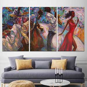 Impresión en lienzo de cantante de jazz africano elegante: obra de arte circular vibrante, lienzo enrollado en 3 capas - Product Image 1