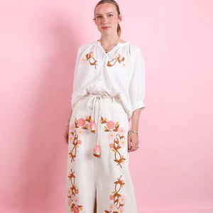 Élégant blanc Satin femmes tenue décontractée broderie florale tissé à la main Suzani conception fermeture éclair gland Vintage naturel taille pour - Product Image 1