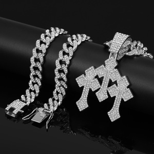 Satori mạ vàng hợp Kim Pha Lê chéo Mặt dây chuyền Iced ra vương miện thiết kế hip hop phong cách Christian Tôn Giáo quyến rũ đồ trang sức cho nam giới - Product Image 3