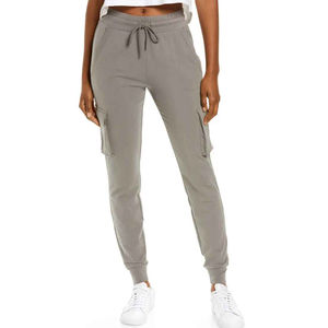 Pantalons de survêtement taille haute pour femmes, coupe slim, pantalons cargo avec logo brodé personnalisé, couleur unie, vêtements décontractés pour femmes, pantalons de survêtement - Product Image 1