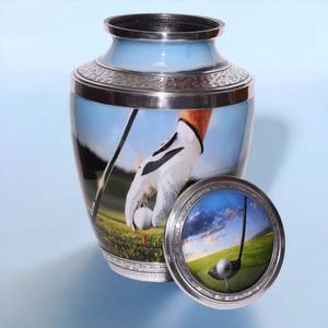 Urnas de Entierro de Cremación Encantador Golfista Diseño de Golf Tamaño Grande 26 cms de alto con Bolsa de Terciopelo - Product Image 5