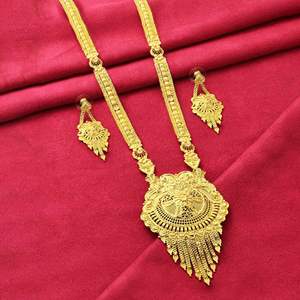 Venta al por mayor 14K 18K 24K Micro Gold Wedding Long Jewelry Set, tradicional Floral Design Jewelry Set, Brass Gold Forming Jewelry Set - Product Image 1