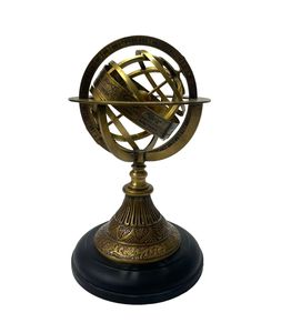 Handcrafted marine inspired armillary sphere in polished brass with stylish tripod base for rustic or nautical home environments - Product Image 3