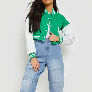 Chaqueta Universitaria Varsity de Invierno para Mujer, Modelo 2024, con Logotipo Personalizado, Bordado Chenille, Manga de Cuero, Oferta - Product Image 3