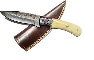 Couteau de chasse et de camping artisanal de qualité industrielle en Damas avec étui en cuir, multifonctionnel, garantie de 3 ans, support OEM - Product Image 5