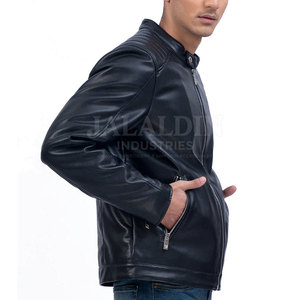 <b>Winter</b> <b>Leather</b> <b>Jacket</b> for Men Stylish All Sizes Customized Logo Private Label Canvas Stand Collar Waterproof Windproof Zipper - Product Image 4