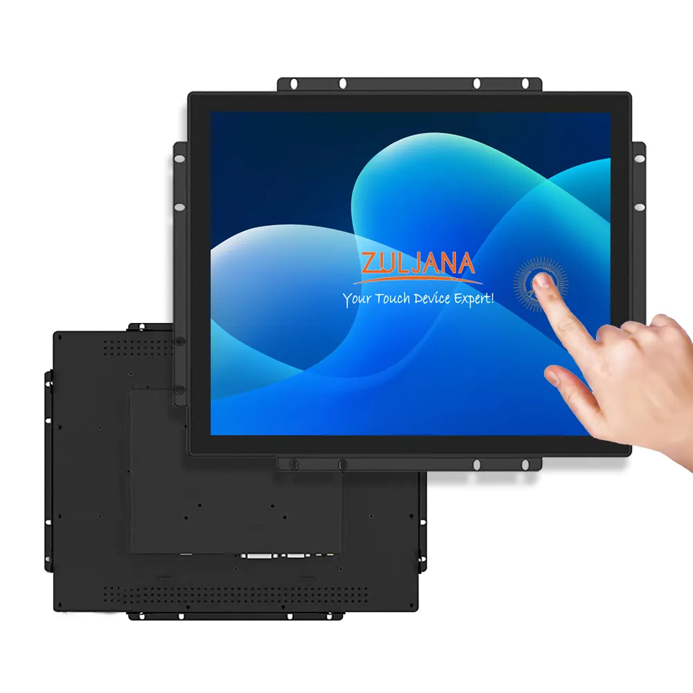 شاشة صناعية بشاشة LCD تعمل باللمس بالسعة 15 بوصة مفتوحة الإطار مع غطاء أمامي وخلفي من الألومنيوم